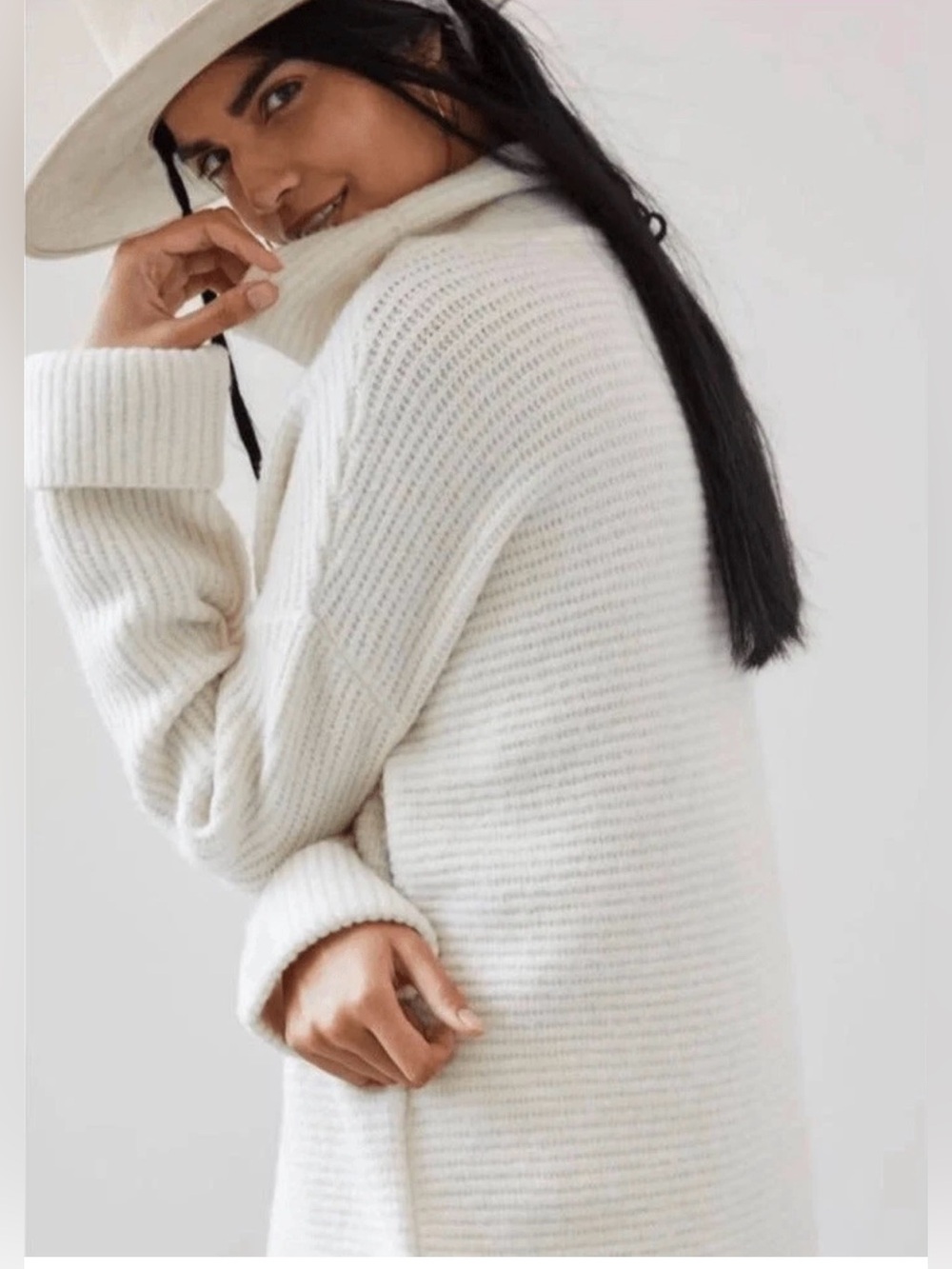 ANTHROPOLOGIE Pilcro Cowl Neck Sweater Ivory Off White Pullover size L